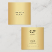 グラマー金ゴールドルックモダンミニマルテンプレート スクエア名刺 (正面/裏面)