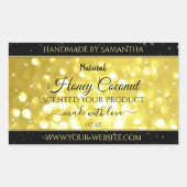 グラマー黄色金ゴールドスパークルグリッター製品ラベル 長方形シール (正面)