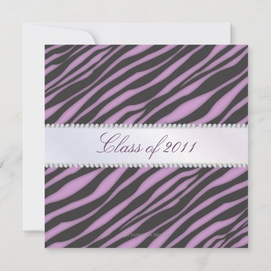 グラマー·ガール·ゼブラとダイヤモンドの卒業パーティー 招待状 (裏面)