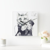 グラマー・キャット スクエア壁時計 (ホーム)