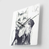 グラマー・キャット スクエア壁時計 (傾斜)