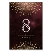 グラマー・デコ・ブルガンディ・ヴィンテージ結婚式のテーブルカード テーブルナンバー (裏面)