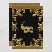 グラマー・ボール・マスカレードエレガント・ブラック・金ゴールド 招待状 (正面/裏面)