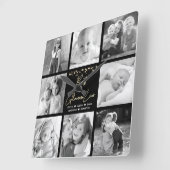 グラマ最高のーマ8フォトコラージュ金ゴールドグリッターシック スクエア壁時計 (傾斜)