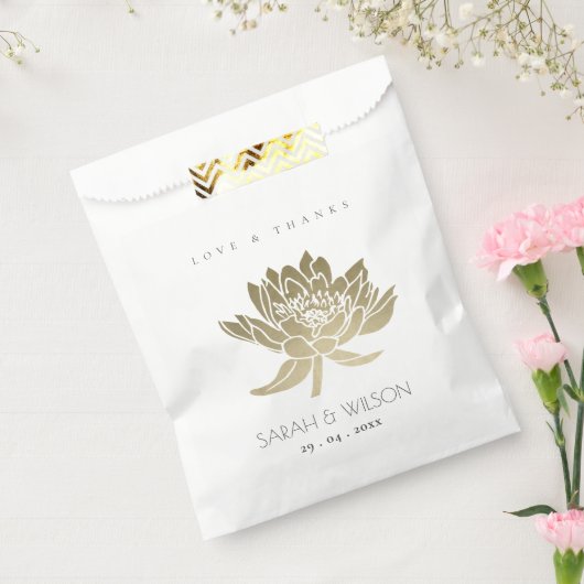 グラマ淡い色のラス金ゴールドホワイトロータス結婚フローラ フェイバーバッグ (封をした状態)