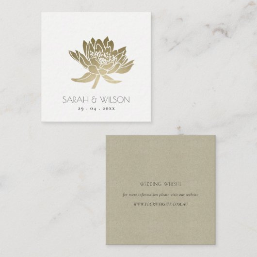 グラマ淡い色のラス金ゴールドロータスフローラ結婚のウェブサイト スクエア名刺 (正面/裏面)