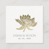 グラマ淡い色のラス金ゴールドロータスフローラ結婚のウェブサイト スクエア名刺 (正面)