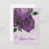 グラマ空白のラス金ゴールドとパープルバラウェルカムホーム 案内状 (正面/裏面)