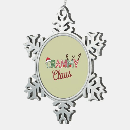 グラミークロースクリスマスおばあちゃんギフトクリスマス スノーフレークピューターオーナメント (右)
