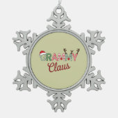 グラミークロースクリスマスおばあちゃんギフトクリスマス スノーフレークピューターオーナメント (正面)
