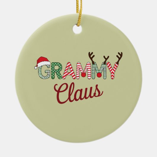 グラミークロースクリスマスおばあちゃんギフトクリスマス セラミックオーナメント (正面)