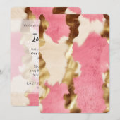 グラミーゴールドクリームピンクカウガールカウハイド誕生日 招待状 (正面/裏面)