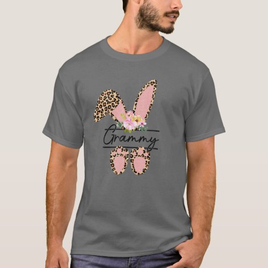 グラミーバニーヒョウの花かわいいイースターマッチング Tシャツ (正面)