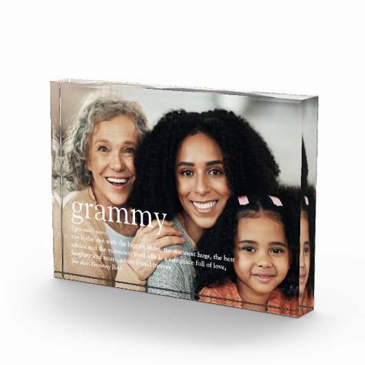 グラミーモダンおもしろい引用文定義おばあちゃんギフト フォトブロック (右)