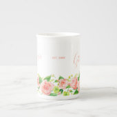 グラミー水カラーフローラコーラルピンク ボーンチャイナマグカップ (正面)