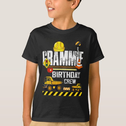 グラミー誕生日クルー建築ショベルパーティー Tシャツ (正面)