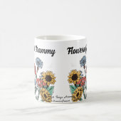 グラミー・ブルース/イエロー用の花をパーソナライズ コーヒーマグカップ (中央)