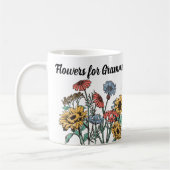 グラミー・ブルース/イエロー用の花をパーソナライズ コーヒーマグカップ (左)