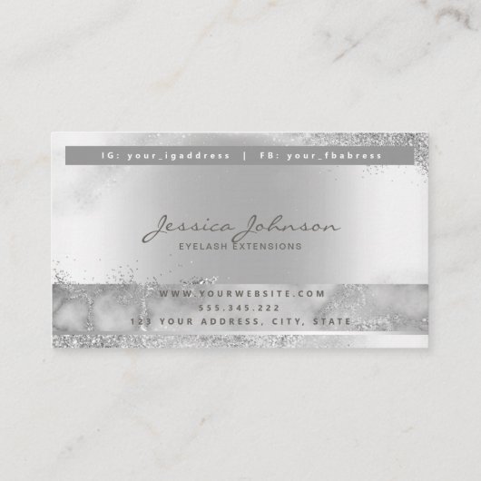 グラムお洒落シルバー金属まつげエクステンション 名刺 (裏面)