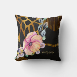 グラムかわいらしというガーリーグリッター金ゴールドアニマルプリント クッション