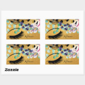 グラムかわいらしというガーリーグリッター金ゴールドアニマルプリント 長方形シール (シート)