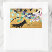 グラムかわいらしというガーリーグリッター金ゴールドアニマルプリント 長方形シール (バッグ)