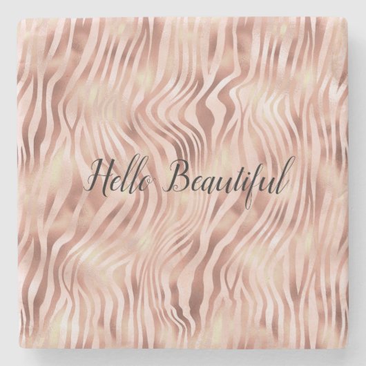 グラムかわいらしピガーリーックピーチバラゼブラプリント ストーンコースター (正面)