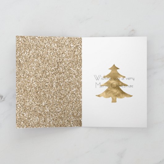 グラムかわいらし金ゴールドグリッターパーソナライズされたクリスマス カード (内部)
