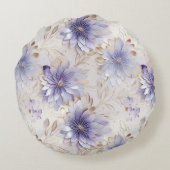 グラムかわいらし金ゴールドパープルパールホワイトフラワーズ ラウンドクッション (裏面)