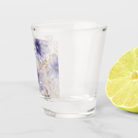 グラムかわいらし金ゴールドパープルパールホワイトフローラ ショットグラス (右)