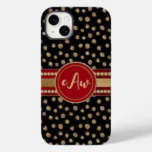 グラムきらきら光るグリッター水玉模様アンドモノグラム Case-Mate iPhone 14 PLUSケース