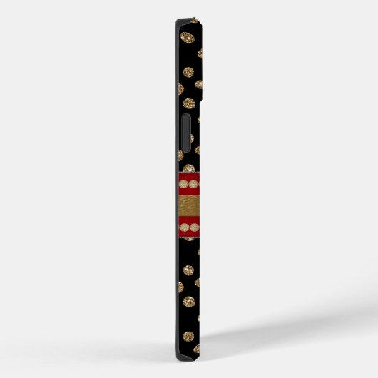 グラムきらきら光るグリッター水玉模様アンドモノグラム Case-Mate iPhoneケース (裏面 / 右)