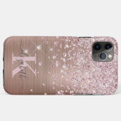 グラムきらきら光るバラ金ゴールドダイヤモンドモノグラムの紙吹雪 Case-Mate iPhoneケース (裏面(横))