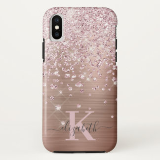 グラムきらきら光るバラ金ゴールドダイヤモンドモノグラムの紙吹雪 iPhone XSケース