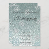 グラムきらびやかな雪片の会社のホリデーパーティーの招待 招待状 (正面/裏面)