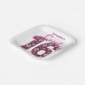 グラムきらめくシックピンク&ホワイトジェムストーンスウィート16 ペーパープレート (傾斜あり)