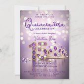 グラムきらめく赤面ピンクパープルティアラキンセアニラ 招待状 (正面)