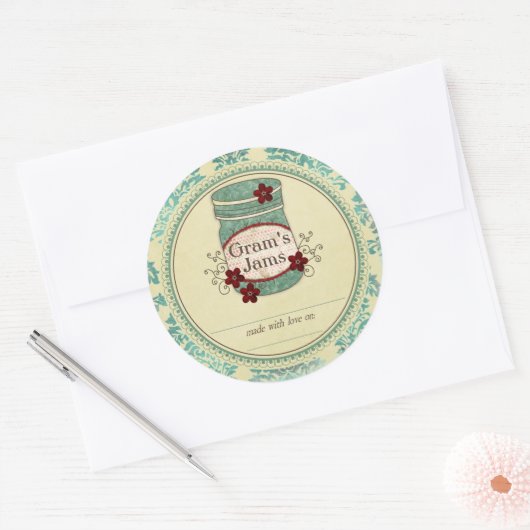 グラムのジャムがステッカーを保存 ラウンドシール (封筒)