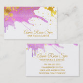 *~*グラムはっきりした抽象芸術ピンクウォーターカラー金ゴールドルクセ 名刺 (正面/裏面)