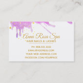 *~*グラムはっきりした抽象芸術ピンクウォーターカラー金ゴールドルクセ 名刺 (裏面)