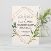 グラムアイボリー金ゴールドグリッターリーフ結婚テラリウム 招待状 (スタンド正面)