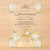 グラムアイボリー金ゴールドドレスフローラ15thキンセアニラ アクリル招待状 (正面)