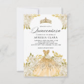 グラムアイボリー金ゴールドドレスフローラ15thキンセアニラ ノートカード (正面)