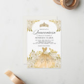 グラムアイボリー金ゴールドドレスフローラ15thキンセアニラ ノートカード (正面/裏面インサイチュ)