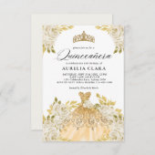 グラムアイボリー金ゴールドドレスフローラ15thキンセアニラ ノートカード (正面/裏面)