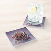 グラムアイリディセントバラ金ゴールドガラスコアスター ガラスコースター (アングル)