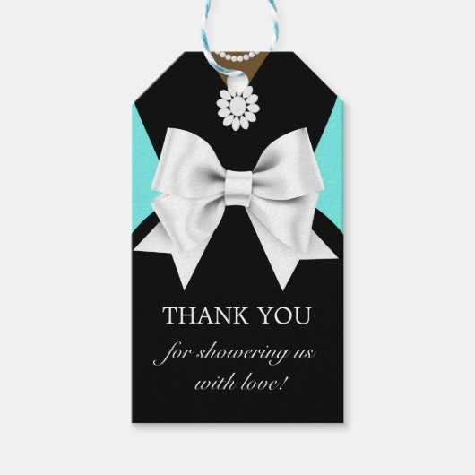 グラムアクアエレガントエスニックティファニーベビーシャワーラベル ギフトタグ (正面)