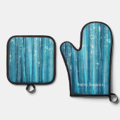 グラムアクアスパークルストライプーズ 鍋つかみ&鍋敷きセット (正面)