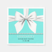 グラムアクアティール(緑がかった色)エレガントティフファンシーァニーベビーシャワー スタンダードカクテルナプキン (正面)