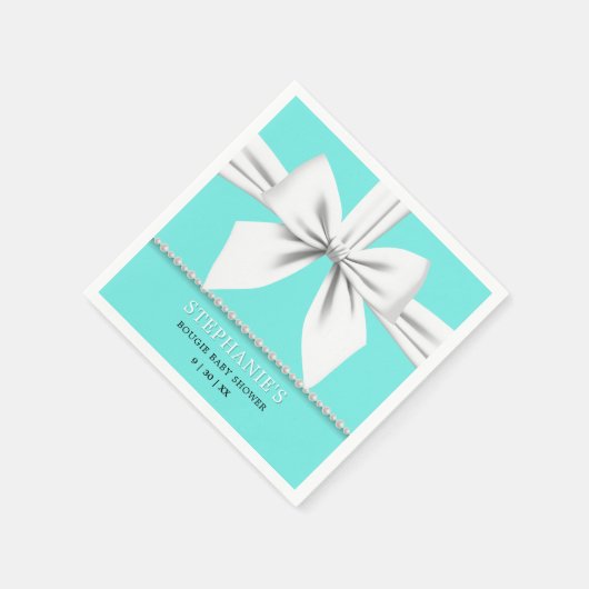 グラムアクアティール（緑がかった色）エレガントティフファンシーァニーベビーシャワー スタンダードカクテルナプキン (角)